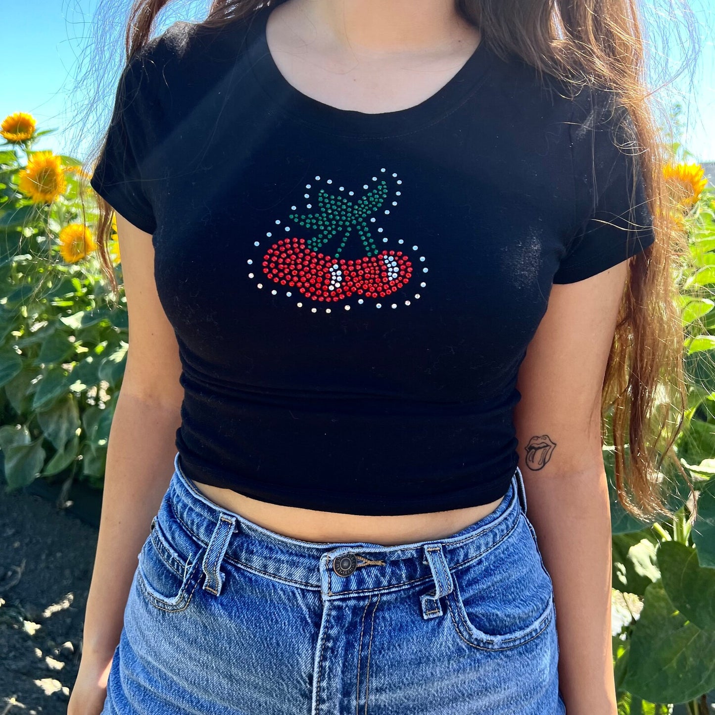 Cherry Rhinestone Baby Tee